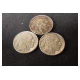 Lot of 3 Mixed Date Buffalo Nickels