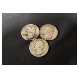 Lot of 3 Washington Silver Quarter