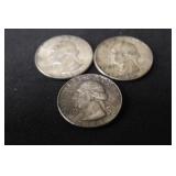 Lot of 3 Washington Silver Quarter