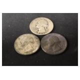 Lot of 3 Washington Silver Quarter