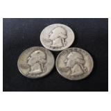 Lot of 3 Washington Silver Quarter