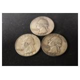 Lot of 3 Washington Silver Quarter