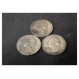 Lot of 3 Washington Silver Quarter