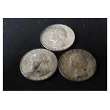 Lot of 3 Washington Silver Quarter