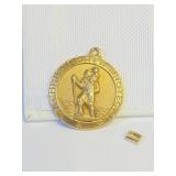 14K Gold Christopher Protect us Medallion/Pendant