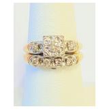 14K Gold and Diamond Wedding Set Sz 7