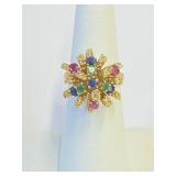 14K Gold and Gemstone Ring Sz 5.5