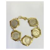 .925 Silver Dimes Bracelet   7"