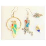 Lot of  Three Silver and Gold Single Earrings