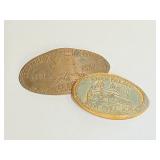 Two Flattened Copper Pennies Corn Palace and