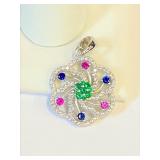 Fine Multi Gemstone Pendant  - Gorgeous!   O