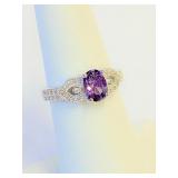.925 Silver Amethyst Ring Sz 6   R
