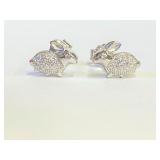 .925 Silver Bunny Micro Pave Earrings   L