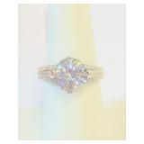 .925 Silver 4ct Oval CZ Engagement Ring Sz 8   O
