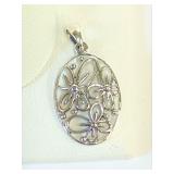 .925 Silver Plain Flower Design Pendant   A