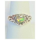 .925 Silver Abalone Heart Design Ring Sz 9  L