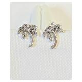 .925 Silver Palm Tree Stud Earrings   A