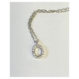 .925 Silver Oval Charm Necklace  16"   R