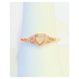 .925 Silver Heart Opal Ring Sz 9   R