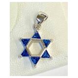 .925 Silver Star of David Sapphire Pendant   A