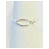 .925 Silver Christian Fish Ring Sz 7   A
