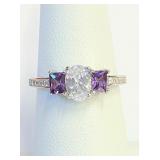 .925 Silver Amethyst Ring Sz 7   R