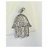 .925 Silver Kabbalah Hand of God Pendant   A