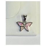 .925 Silver Pink Opal Butterfly Pendant   R
