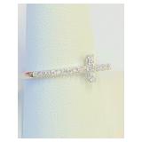 .925 Silver Sideways Cross Ring Sz 9   R