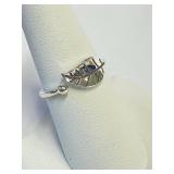 .925 Silver Plain Leaf Ring Size 8  Can Adj.  A