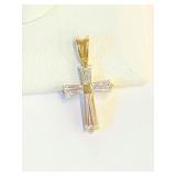 10K Cross Pendant With Baguette CZs - Beautiful