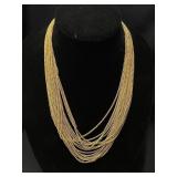 Many Strand Goldtone Chain Necklace