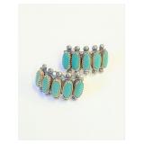 Sterling - Turquoise Screw Back Earrings