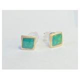 Unmarked Silver and Turquoise Earring Studs