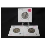 Lot of 3 Standing Liberty Silver Quarters