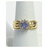 10K .925 Gold & Gemstone Ring Sz 7.75   SN