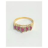 14K Gold Rubies and Diamond Ring Sz 7 2.4 gr  SL