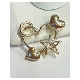 Unmarked Silver Heart & Star Pendant   2.5g  H