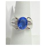 .925 Silver Tanzanite & Opal Ring  Sz 7   CH