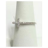 .925 Silver Side Cross Ring Sz 7