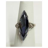Sterling Hematite Ring Sz 6.75