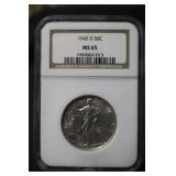 1945-D MS65 Walking Liberty Silver Half Dollar