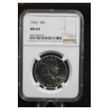 1962-P MS64 Franklin Silver Half Dollar Toned