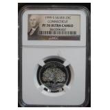 1999-S PF70 Silver Connecticut Quarter