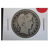 1910 Barber Silver Half Dollar Key Date