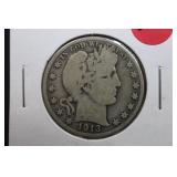 1913-S Barber Silver Half Dollar Key Date