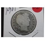 1901 Barber Silver Half Dollar