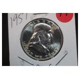 1957 Uncirculated Franklin Silver Half Dollar