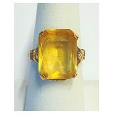 10K Gold Yellow Topaz Ring Size 7   CHA