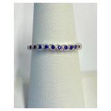 .925 Silver Sapphire Eternity Ring Sz 7   R